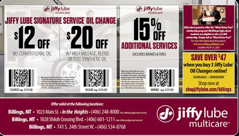 Jiffy lube copuon - Contact. phone. (915) 633-1200. person. Part of STONEBRIAR AUTO SERVICES GROUP. location_on. 7922 N Loop El Paso , TX 79915. 